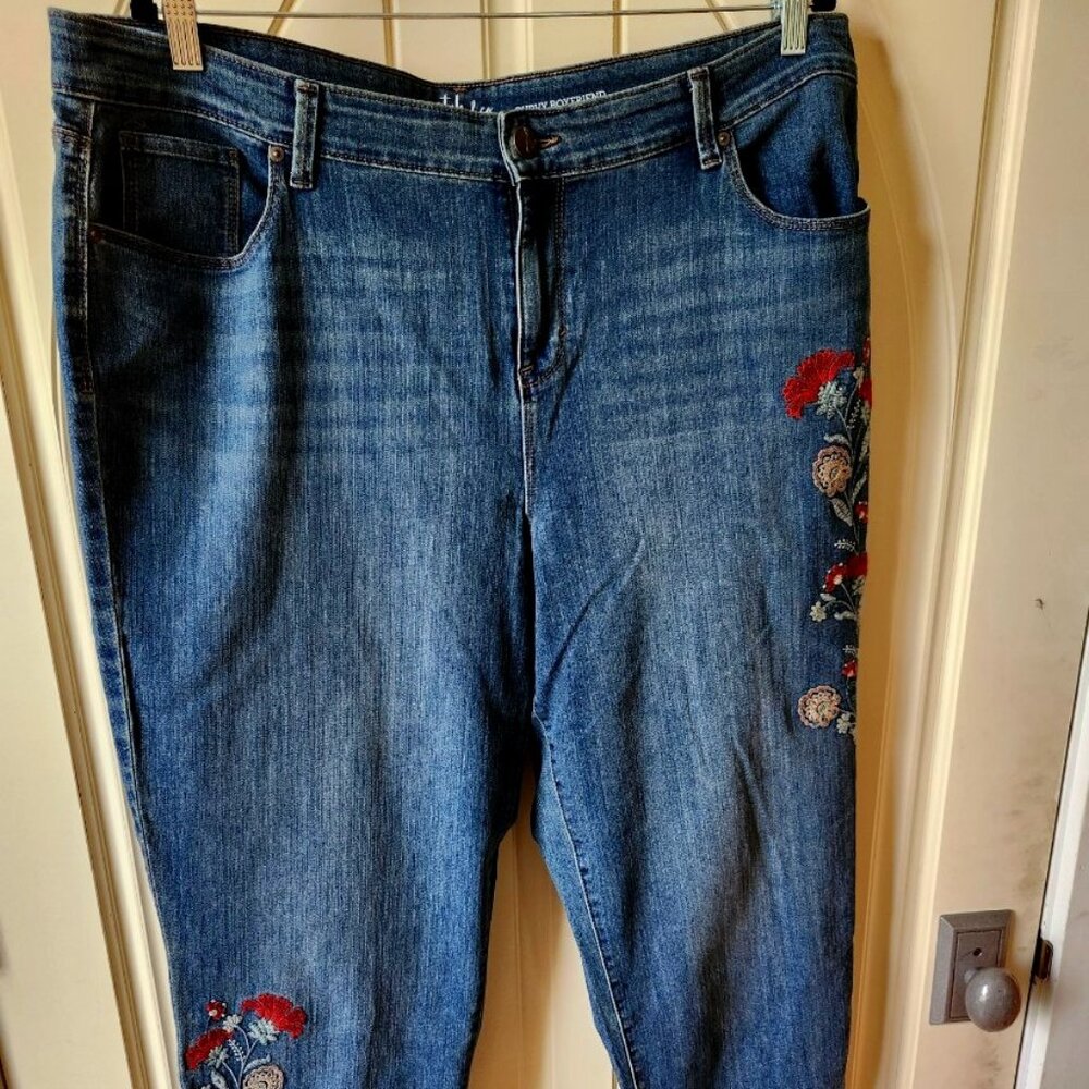 flowered embroidered jeans
